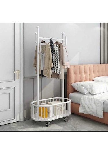 Oval Konfeksiyon Askılığı Siyah Askılık Ayaklı Askılık Kıyafet Askılığı Tekerlekli 100 Cm 6013-nrm