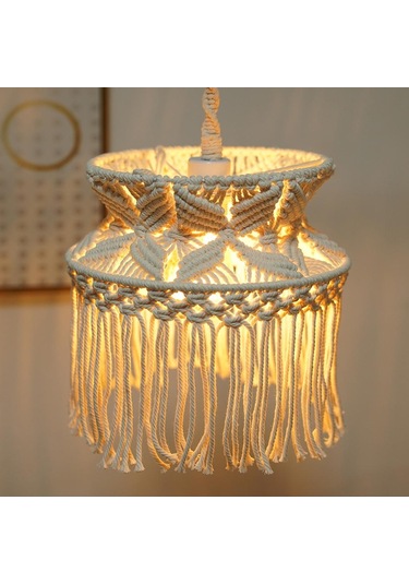 Homyl Makrome Dokuma Abajur Asılı Lamba Kapağı Ev Duy-olmadan