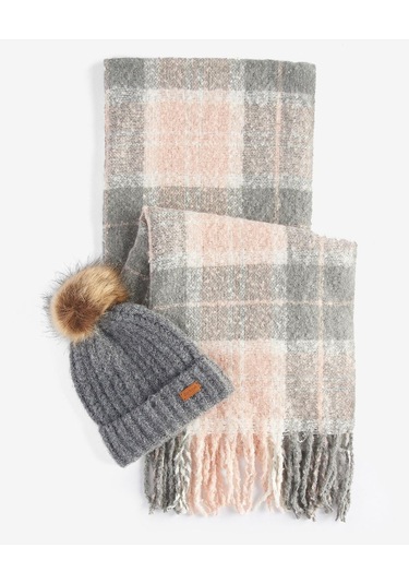 Barbour Saltburn Bere & Tartan Şal Seti Gy31 Grey Rose - 1 Gri - Pembe