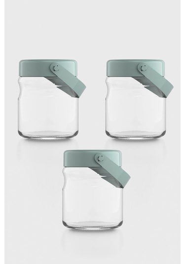 Renga Macro 900 Ml Yeşil Kapaklı 3'lü Cam Kavanoz Seti 131061 Yeşil