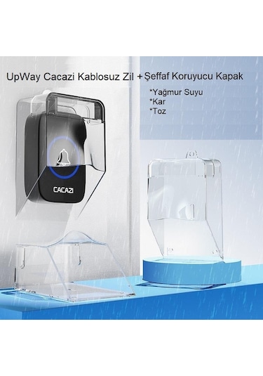 Cacazı Ledli 60 Melodi Kablosuz Kapı Zili + Koruyucu Kapak