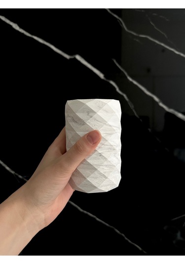 Dekoratif Beton Diş Fırçalık El Yapımı Banyo Aksesuarı Masaüstü Kalem Kutusu Beyaz