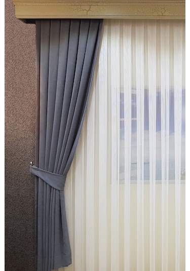 Gri Fon Perde Nubuk Kumaş Gri