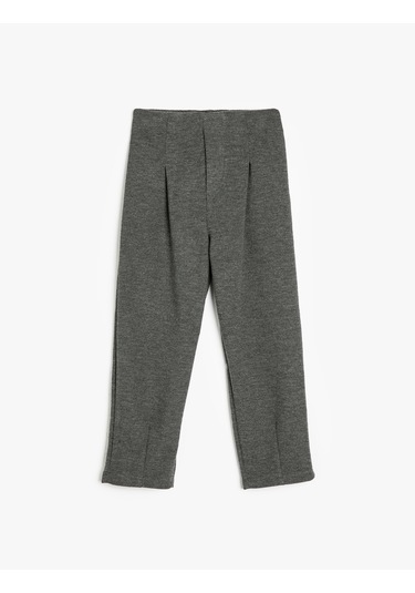 Koton Basic Pantolon Beli Lastikli Pile Detaylı Antrasit 5wkg40228ak Antrasit