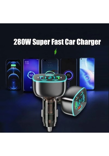 30w Süper Hızlı Usb C Araç Şarj Adaptörü 280 Voltaj Göstergeli Araba Şarj Cihazı