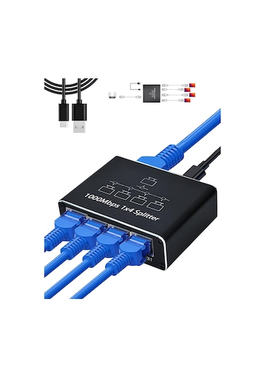 Rj45 Gigabit Ethernet Çoklayıcı 1x4 100m İletim