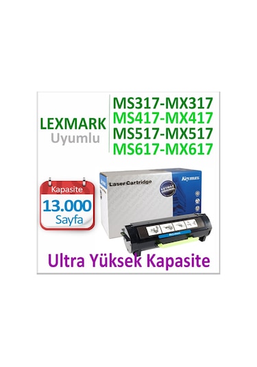Lexmark Ms317 Ms417 Mx317 Mx417 51B5000 Keymax 13.000 Sayfa Toner