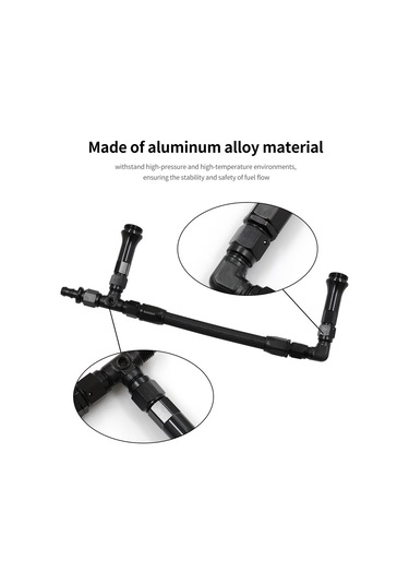 Lemestar Alüminyum An6 Çift Kanallı Karbüratör Yakıt Hattı Seti - Siyah 7/8"-20 Dişli 3/8" Borular