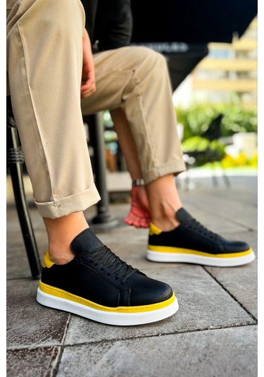 Ch979 - Santoni Gbt Spor Erkek Ayakkabı Sıyah/sarı Çok Renkli