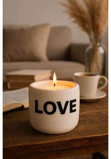 Dekoratif Kokulu Mum Love Beyaz Love