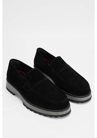 Tamer Tanca Erkek Hakiki Deri Siyah Süet Casual Ayakkabı 01 22219 Erk Ayk Sk23/24 Sıyah Suet Siyah