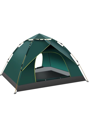 Çift Kapılı Otomatik Kurulum Kamp Çadırı 3 Kişilik Kolay Kurulum Piknik Plaj Çadır 200x150x125cm Yeşil