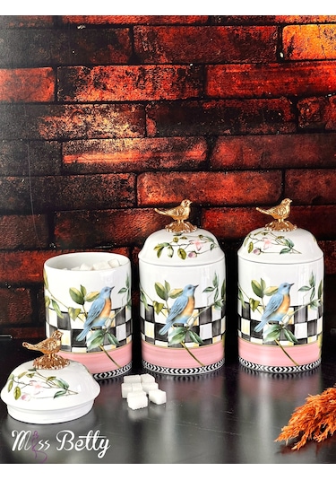 Miss Betty Paradise Büyük Porselen Baharat Takımı 3'lü Diğer