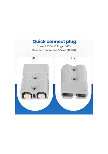 Xurunkeji Adet Hızlı Bağlantı Fişi 175a 600v Akü Hızlı Bağlantı Güç Fişi Vinç Bağlantısı Gri Maksimum 1awg Kablo İçin