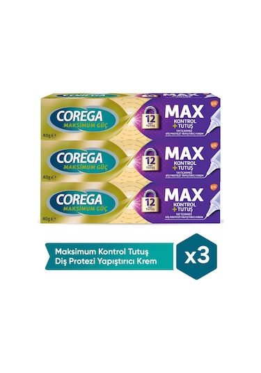 Corega Maksimum Kontrol Protez Yapıştırıcı Krem 3 x 40 G