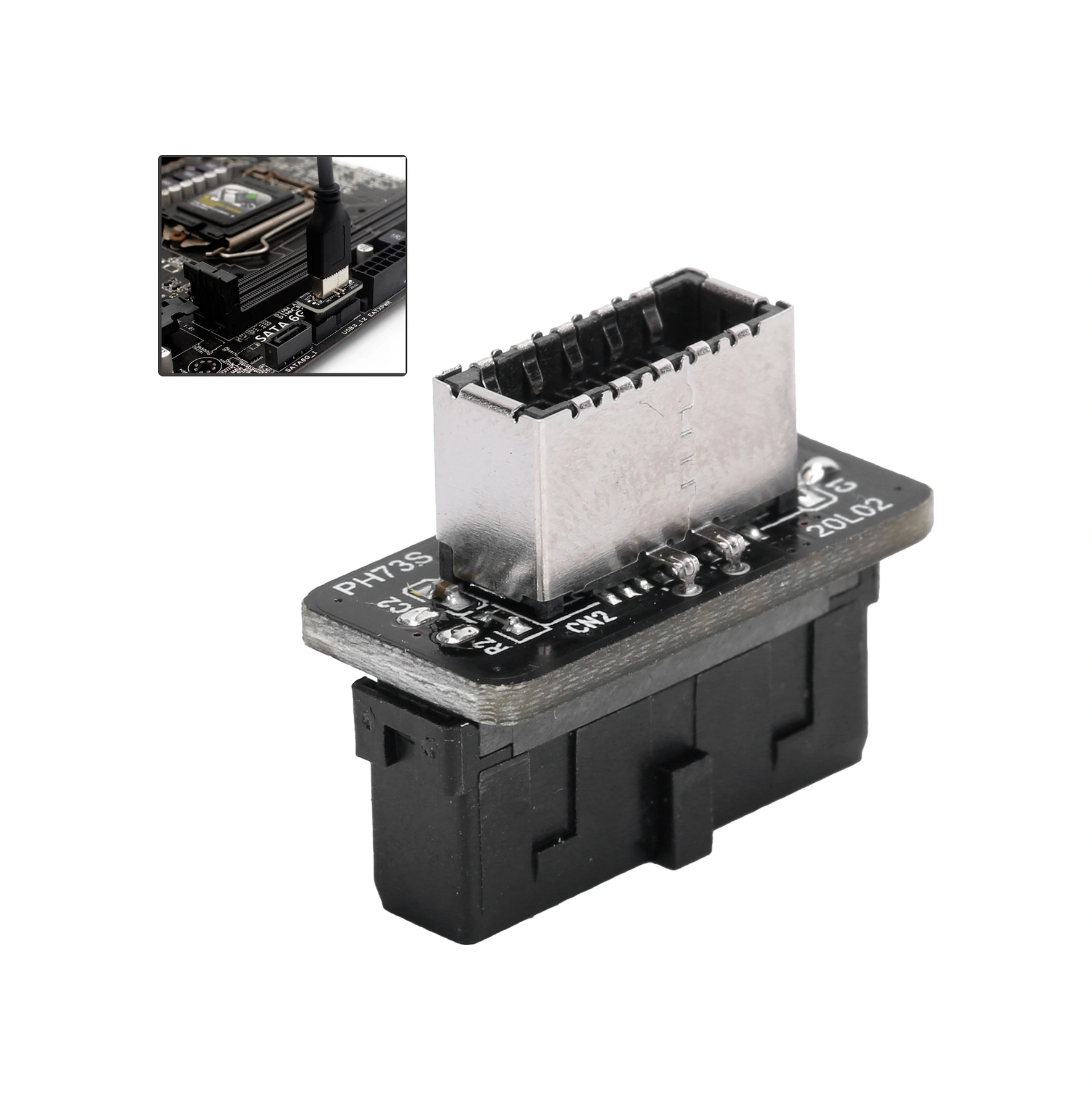 Xiyyadms Anakart Usb3.0/3.1 19p/20p'den Type-e'ye 90 Derece Dönüştürücü, 10gbps Hızlı Veri Transferi, Ön Panel Type-c Bağlantı Portu