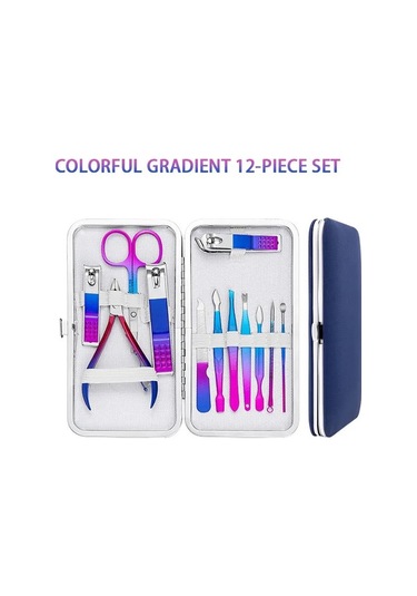 Venturemart 12/15pcs Paslanmaz Çelik Manikür Kiti Tırnak Clippers Set Profesyonel Bakım Açık Artırma Seti Lüks Deri Kı