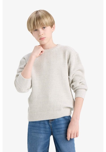 Defacto Erkek Çocuk Bisiklet Yaka Triko Kazak C9468a825augr210 Gri