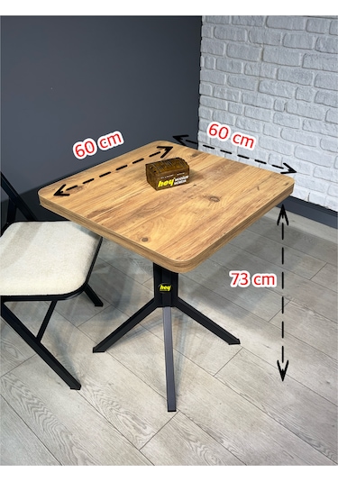 Zeren Kare Atlantik Çam Balkon Masası Mutfak Yemek Masası 60 Cm