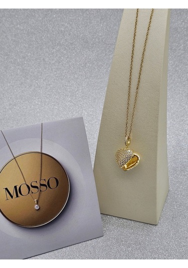 Açılır Kapaklı Kalpli Zirkon Taşlı Gold Renk Çelik Kolye Altın