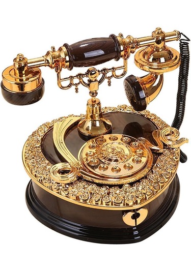 Retro Telefon Görünümlü Kurmalı Müzik Kutusu Çekmeceli Hediyelik