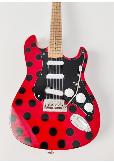 El Yapımı 1/4 Ölçek Minyatür Elektro Gitar Stratocaster Polka Dot