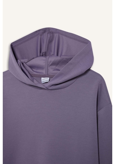 DeFactoFit Standart Fit Kapüşonlu Skuba Dalgıç Kumaş Sporcu Basic Düz Sweatshirt A5626AX25SPPR505