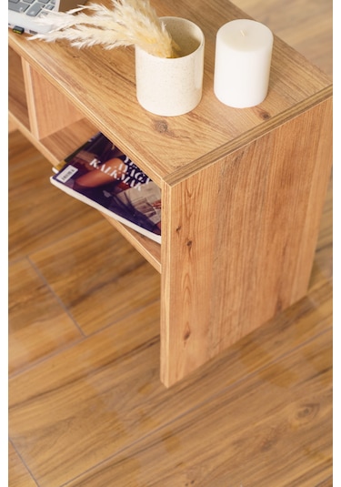 Raflı Yan Sehpa Koltuk Sehpası C Sehpa Zigon Sehpa Servis Sehpası Atlantik Çam