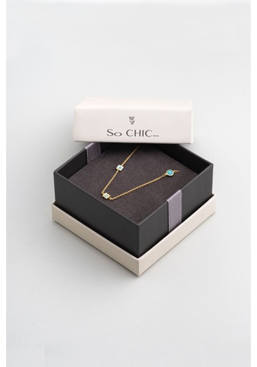 So Chic Nazar İkonlu 18 Ayar Sarı Altın Kaplama 50 Cm Gümüş Kolye Sarı