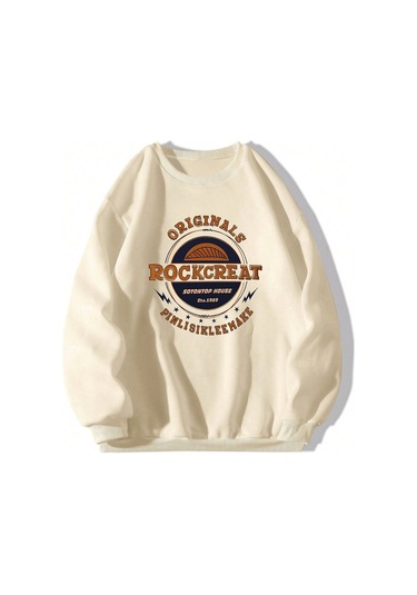 Harfli Grafik Düşük Omuz Oversize Sweat-trzksw3018 Kayısı