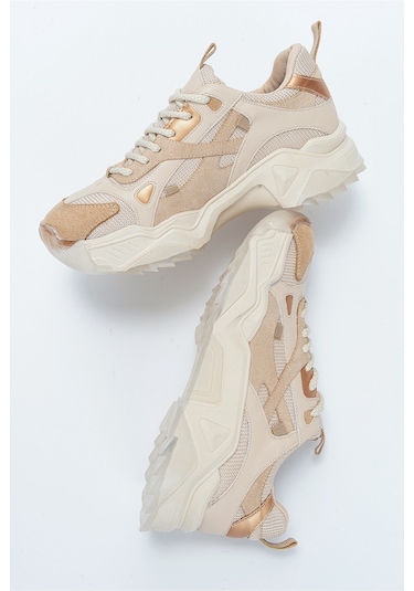 Luvishoes Lecce Bej-rose Kadın Spor Ayakkabı Bej - Pembe