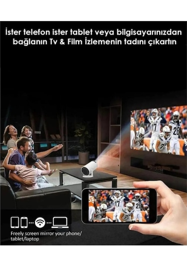 Lobo Beyaz Taşınabilir Sinema Projektörü 1280 720p Ev Sineması Bluetooth Android 11 Akıllı