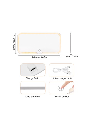 Qingmipy Araç Led Aynalı Makyaj Aydınlatmalı Güneşlik - 3 Renk Aydınlatma, Şarj Kablolu Beyaz