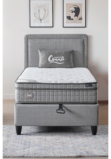 Melisa Tek Kişilik Sandıklı Baza Antibakteriyel Ortopedik Paket Yaylı Visco Yatak 3 Lü Set 90 x 190