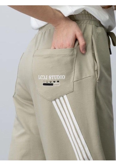 Kız Çocuk Future Baskılı Çizgili Oversize Eşofman Takım-15537 Yeşil