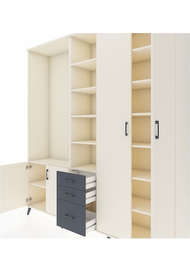 Hyperion Dolap 13 Raflı 3 Çekmeceli 4 Kapaklı 220x44x243 Aytaşı-aytaşı/antrasit Aytası/antrasıt