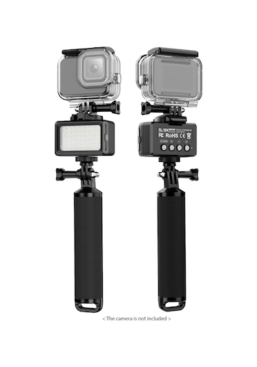 Monyee 5w Su Altı Led Işık Kiti - 40m Su Geçirmez, 7 Işık Efekti, 2000mah Pil, 3 Renk Filtreli, Kamera Kılıfı Dahil Siyah