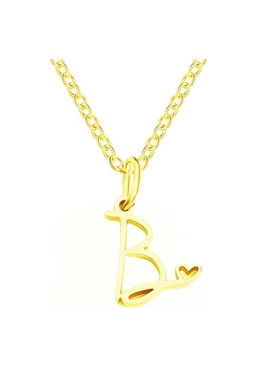 Azuris Silver 925k Gümüş El Yazisi Kalpli B Harfi Harfli Kolye Gold