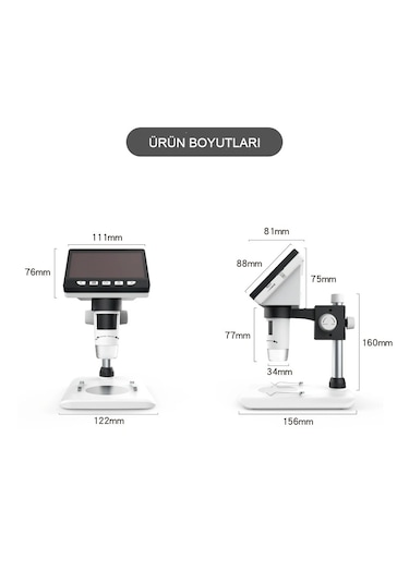 Dijital Mikroskop 1080p Lcd Ekran Usb Hd Mikroskop 50x-1000x