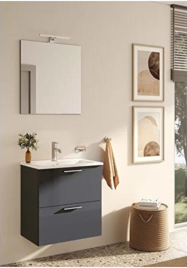 Vitra Mia 75102 Antrasit Banyo Dolabı Set 60 Cm Çok Renkli