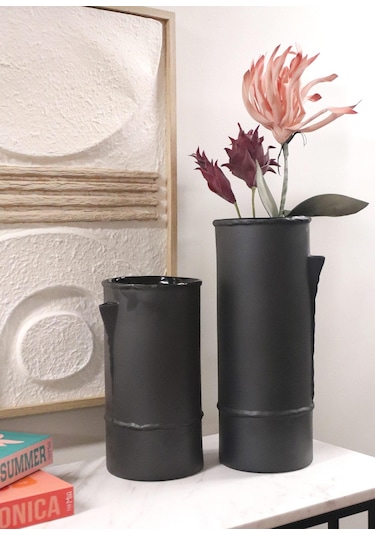 The Mia Licia Seramik Vazo Siyah 18x16x41 Cm