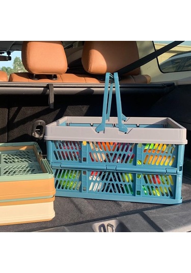 Yeşil Açık Katlanır Taşınabilir Piknik Sepeti Taşınabilir Kamp Depolama Plastik Çerçeve Büyük Süpermarket Alışveriş Sepeti M Yeşil