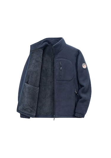 İkkb Erkek Sonbahar Kış Polar Dik Yaka Sıcak Ceket Lacivert Koyu Mavi