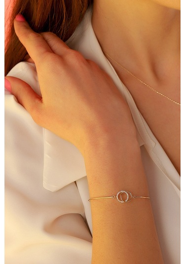 14 Ayar Altın Bileklik Kelepçe Çift Alyans Modeli 7,00 Cm Çapında Sarı Altın