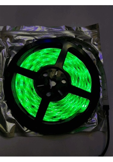 Yürüyen Şerit Led Yeşil Silikonlu 5 Metre