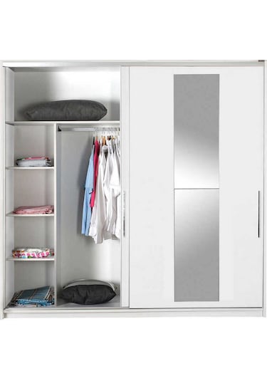 Elit Plus Aynalı Sürgülü Gardırop - Beyaz