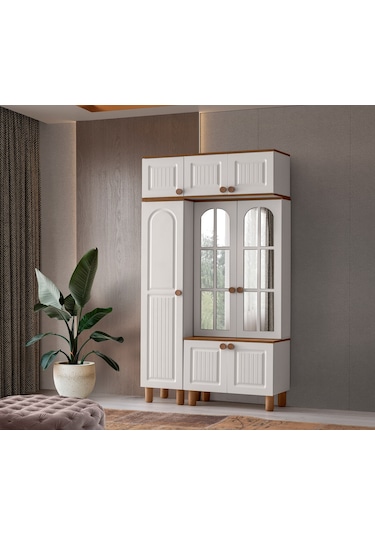 Tuna Mdf Portmanto Krem - Meşe