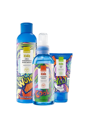 Avon Cool Çocuk Parfüm EDC 150 ML + Saç Jölesi 50 ML + Saç ve Vücut Şampuanı 200 ML