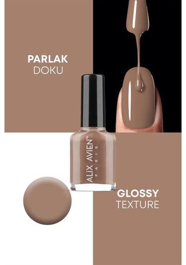 Alix Avien Nude Kahve Oje 90 Yüksek Pigmentli Uzun Süreli Kalıcılık Hızlı Kuruma Nail Lacquer 90
