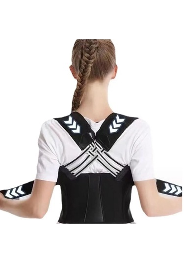 Kadın Ayarlanabilir Dik Duruş Korsesi Duruş Düzeltici Korse Siyah